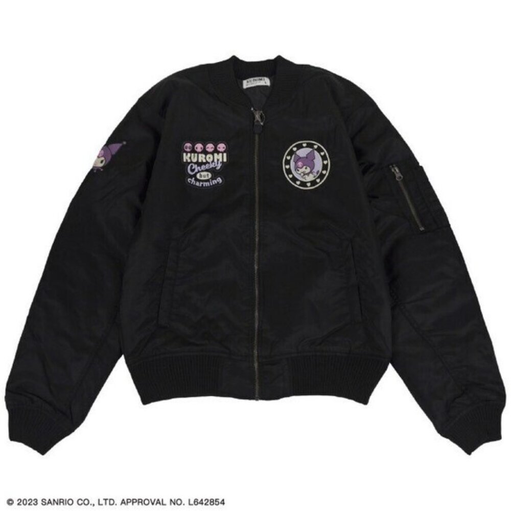 NEW Sanrio Kuromi Embroidered Black Bomber Jacket